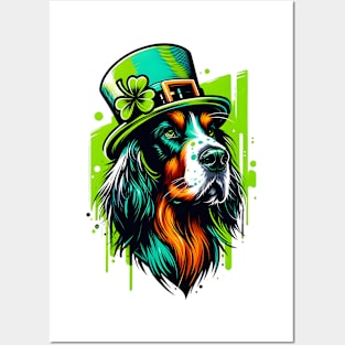 Gordon Setter in Festive Saint Patrick's Day Attire Posters and Art